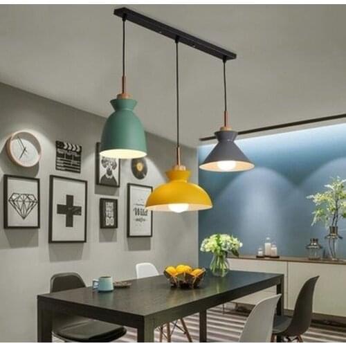 Set of 3 Dining Table Lamp Lights Macaroon Colorful LED Modern Pendant Lamp Hanglamp for Kitchen Island Ceiling Room Lighting