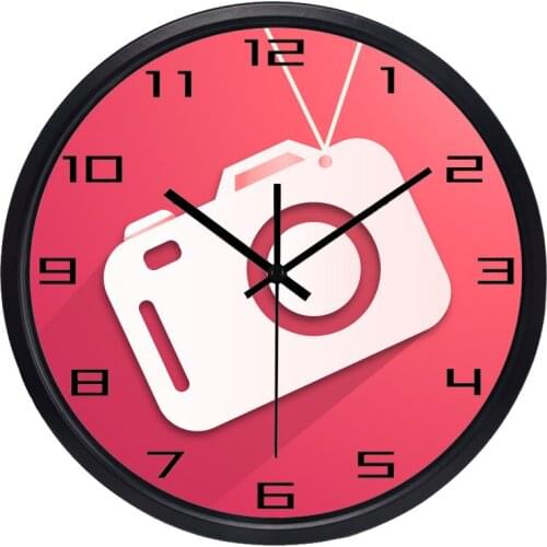Camera Cute Modern Shop Glass 3 Size 3 Color 12/14inch Wall Clock