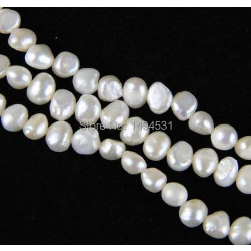 Natural Freshwater Pearl Loose Bead Strand,Corn Potato Baroque Beads 5-6mm White Color Jewelry - Free Shipping