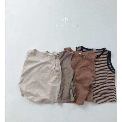 2021 new style girls boys vest summer cotton linen fashion kids waist vest