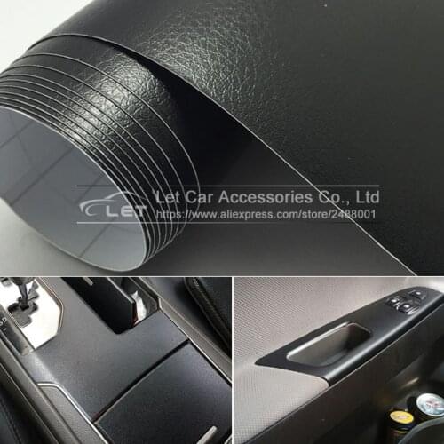 New Black Leather Grain Texture Vinyl Car Wrap Sticker Decal