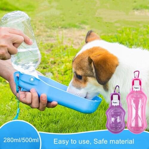 280/500ml Foldable Plastic Pet Dog Water Bottle For Dogs Cats Travel Puppy Drinking Bowl Cup Outdoor Pets Water Feeder Dispenser