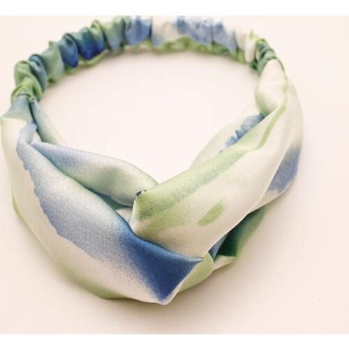 Fashion Vintage Tie Dye Stretch Headband for Women Cross Knot Elastic Hairband Headweap Ladies Bandana Headwear Hair Accessories