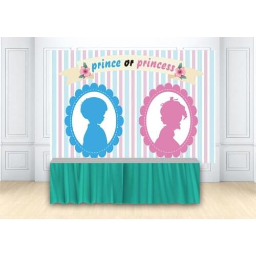 Prince Or Princess Gender Reveal Party Background Twins Pink And Blue Baby Shower Photography Backdrop Curtain Supplies Banners