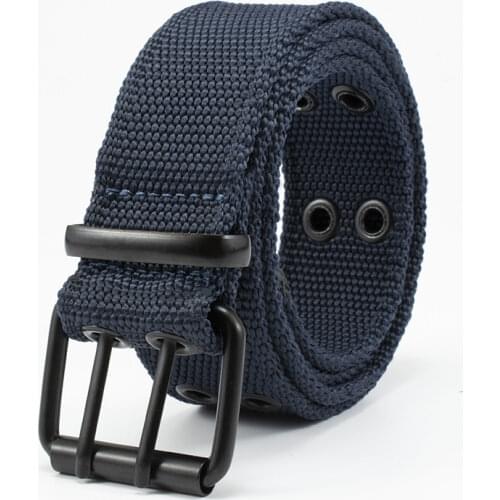 New Two Row Nylon Pin Buckle Belt Men Women Fashion Canvas Outdoor Belts Male Design Adult Waistband 2021