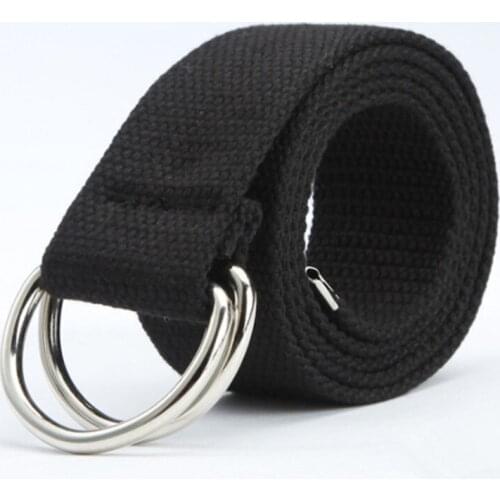 Hot Casual Unisex Canvas Fabric Belt Strap D Ring Buckle Webbing Waist Band Casual Jeans Belt 5 Colors Cinturones Hombre