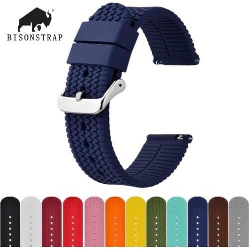 BISONSTRAP Siliocne Watch Band 18mm 20mm 22mm 24mm,Watch Strap,Replacement Band,Quick Release,Fashion Watchbelt for Men Women