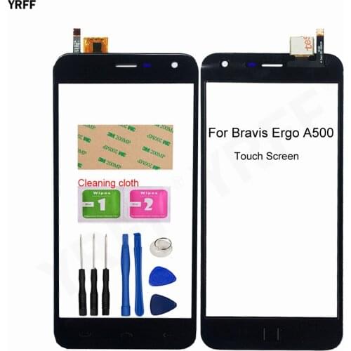 Front Glass Panel Touch Sensor For Bravis Ergo A500 Touch Screen Digitizer Assembly Parts 3M Glue Wipes