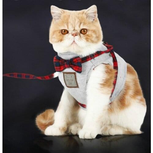 Four Colors Cat/Dog Harnesses Cat Traction Kit Elegant British Style Jacket+Leash Set Gray&Green Cute Good Quality Fabrics