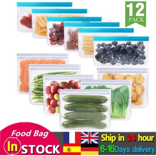 Silicone Food Storage Bag Snack Fruit Self Sealing Bag Food Fresh-keeping Bag Waterproof PEVA Flat Ziplock Bag Reusable Food Bag
