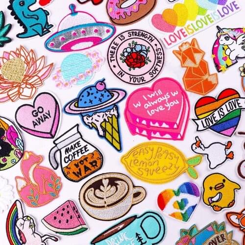 Cartoon Planet Cake Embroidered Patches For Clothing Thermoadhesive Pathes Iron On Patches On Clothes Applique Animal Badges