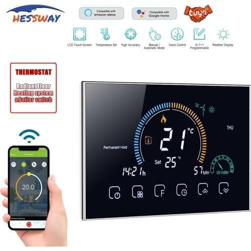 Dual sensor HEATING THERMOSTAT WIFI Work for Alexa Google Home Control heating system 16A, water heat circulation system, Boiler