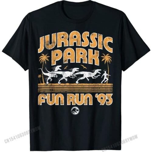 Jurassic Park Fun Run '93 T-Shirt High Quality Mens T Shirt Print Tops Tees Cotton cosie