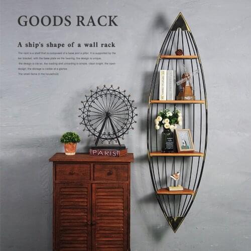 Vintage Iron Boat Shape Racks Living Room Bedroom Decorations Shop Cyber Cafe Wall Wall Decoration Pendant Jewelry