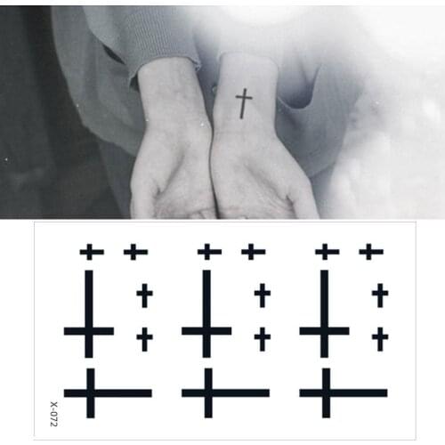 Temporary Tattoo Sticker Small Cross Gun Shape Sticker for Men on Finger Neck Hand Flash Tatoo Fake Tatto for Girl Women Men