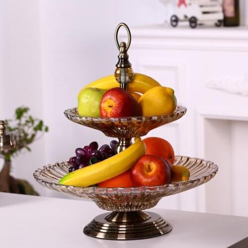 Upscale European Luxury Neo-classical Modern Living Room Coffee Table Dry Crystal Fruit Plate Glass Decoration Bowl