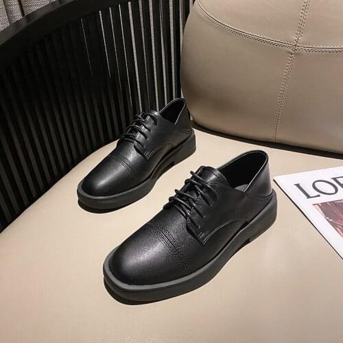 Women Pu Leather Shoes Womens Flat Shoes Lace up Sneakers Sewing Platform Female Footwear Casual Walking Shoe Autumn R12-88