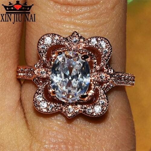 925anillos Silver Hollow Flowers Rose Gold Ring For Female Zircon Fashion Jewelry Wedding Rings For Women Pendientes Aretes De