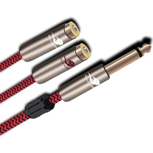 1/4'' TS Mono 6.35mm Male to Double RCA Female Audio Cable For Mixer Console Amplifier Speaker Y Splitter Cord 1m 2m 3m 5m