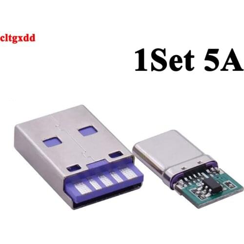 1Set Fast Charge Type-C USB 65W 5A Male Connector Welding With 5Pin PCB + Type A Male 6 Pin USB DIY OTG Data Charge DIY KIT