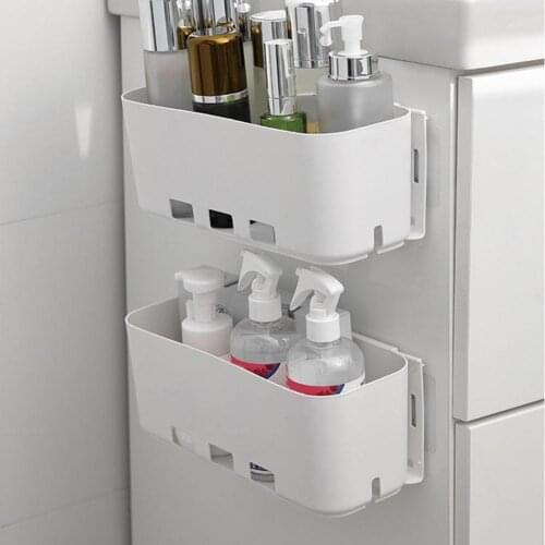 1 Set Punch Free Kitchen Storage Holder Drainage Holes PP Adjustable Large-capacity Cosmetic Shampoo Organizer Rack