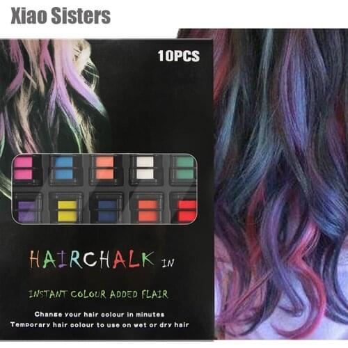 10Pcs Colors Temporary Hair Chalk Color Comb Dye Cosplay Washable Hair Color Comb for Party Makeup