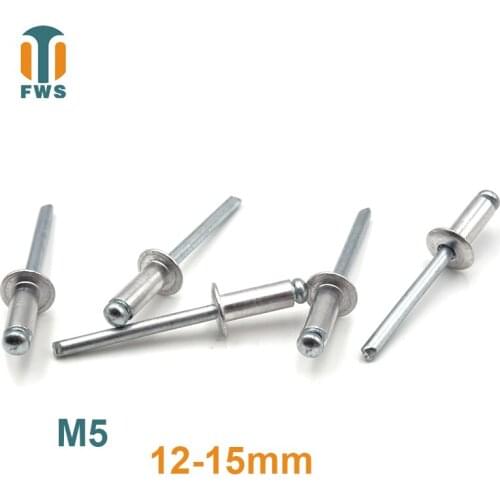 10 PCS M5 12-15mm DIN EN ISO 15977 GB /T 12618.1 Aluminum Open End Blind Rivets Pop Rivets With Protruding Head For Furniture