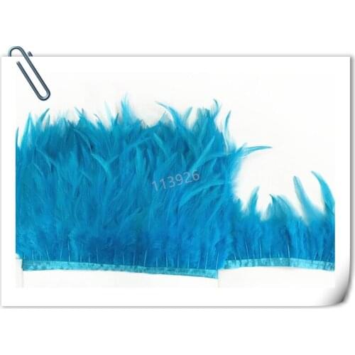 10yards 10-15cm rooster feather ribbonnatural natural Coque Tail Feather trim for Dress/ handcraft accessories turquoise Fringe