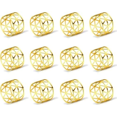 12 Pcs of Round Mesh Napkin Ring Holder, Table Set Suitable for Casual or formal Occasions and Wedding Parties (Golden)