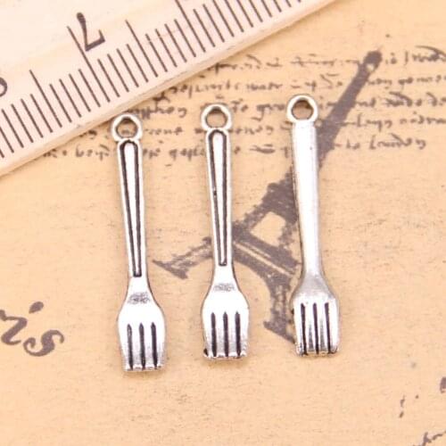 60pcs Charms kitchen fork 15x5mm Antique Pendants,Vintage Tibetan Silver Jewelry,DIY for bracelet necklace