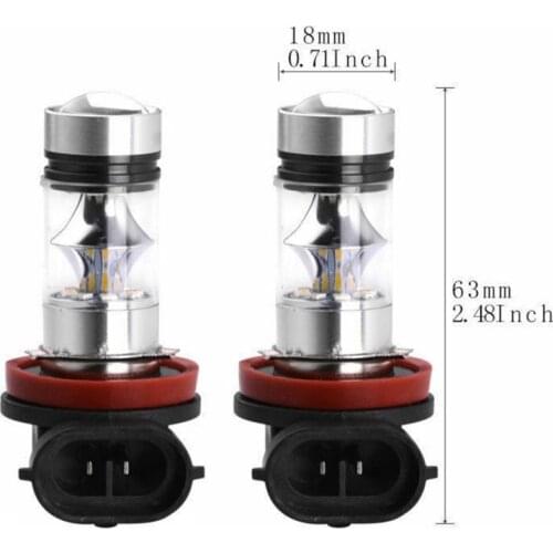 2x H11 H8 100W 6000K Super White Fog Lights 2323 LED Driving Bulbs DRL Daytime Running Lights Car Lights