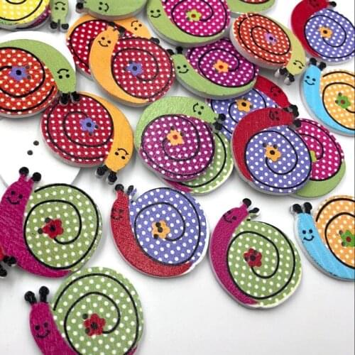 30pcs Mix Snails Wooden Buttons Fit Sewing Scrapbooking decoration 28mm WB478