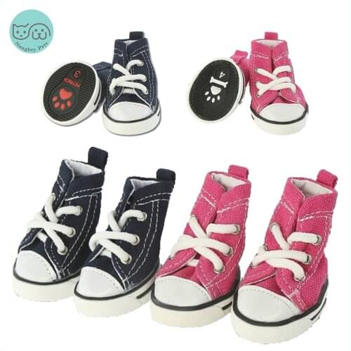 4PCS Pet Dog Shoes Cotton Puppy Shoes Boots Outdoor Winter Non Slip For Small Dogs Cats chihuahua Pug Yorkie Pet Supplies