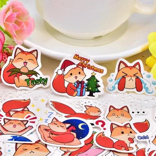 40pcs Self-made Cute little Cartoon Fox Sticker Scrapbooking Decorative DIY Sticker decoration /waterproof paper stickers