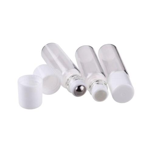 50pcs/lot 5ml Clear Glass Essential Oil Roller Bottles with Glass Roller Balls Aromatherapy Perfumes Lip Balms Roll On Bottles