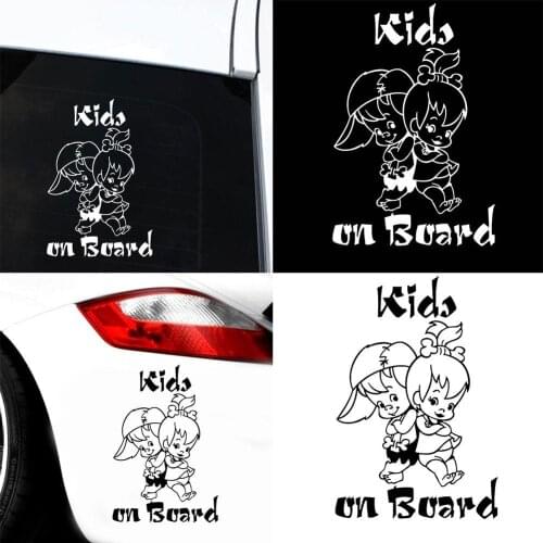 Car Stickers Childrens Cute Cartoon Childrens PVC Car Decoration Accessories Stickers Waterproof Black/white, 19cm*13cm