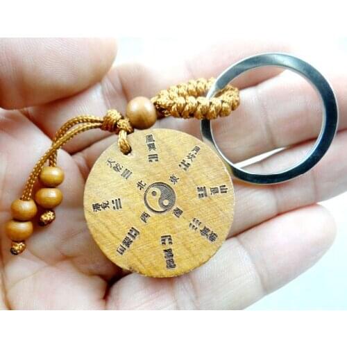 Mahogany Three-dimensional Engraving Keychain Lifelike Buddha Keyring gift for friends women men jewelry car keychain 2pcs