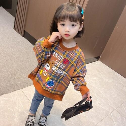 Childrens spring jacket Baby Clothes Clothing for Girls Kids Jackets For Girls Checked The Bear Pattern Cotton Long Sleeve