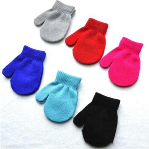 Unisex Children Toddler Girls Mittens Gloves Boys Girls Winter Warm Kids Gloves Solid Color