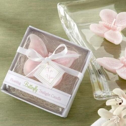 Elegant Pink Butterfly Candle with Box for Wedding X'mas Home Decor Gift Wedding Favors and Gifts