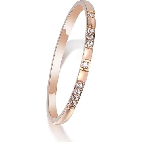 Office Style Titanium Steel Rhinestone Party Ring Trendy CZ Crystal Rose Gold Wedding Rings Jewelry For Women R19179