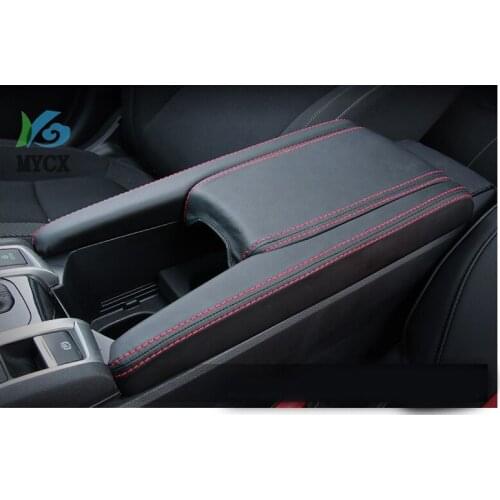 Leather Car Console Armrest Box Sleeve Cover Pad Center Storage Box Cover Case Mat For Honda Civic 10th 2016 2017 2018 Accessory
