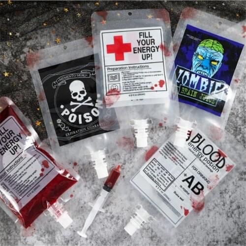 Creative Halloween Decoration Props Skull Vampire Blood Drink Bags Halloween Party Decor Supplies Horror Halloween Blood Bag -S