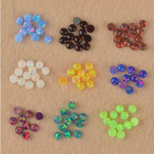 10pcs/lot 3mm round half cabochon fire opal stone synthetic opal stones for making fashion jewelry in 78 colors