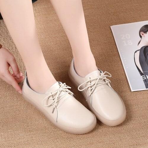 Tilocow Women Genuine Leather Loafers Woman Lace Up Casual Oxfords Shoes For Ladies Spring Autumn Flats Female Handmade Footwear
