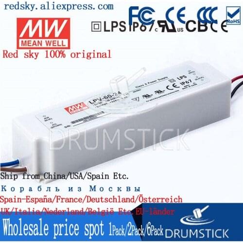 Nice MEAN WELL 2Pack LPV-60-24 24V 2.5A meanwell LPV-60 60W Single Output LED Switching Power Supply