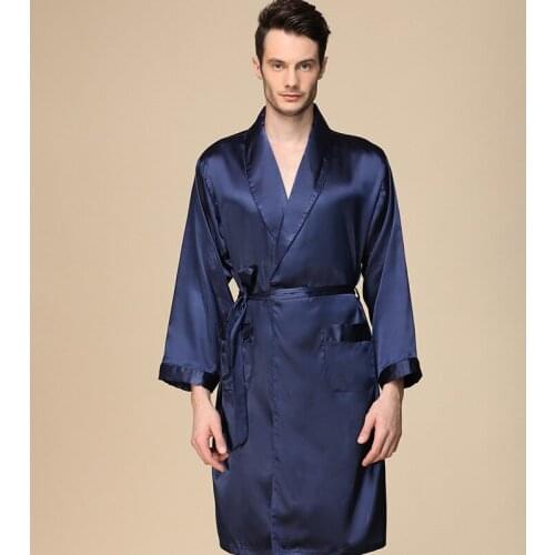 Plus Size 5XL Mens Satin Pajamas Robes Top Male Sleepwear Solid Color Men Pajamas Sleepwear Men Sexy Modern Style Nightgown