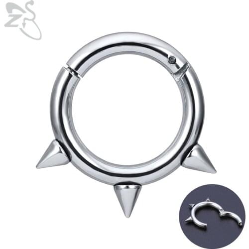 ZS 1 Pcs Mens Punk Sharp Cone Nose Ring Womens Stainless Steel Septum Rings Unisex Earrings Nose Studs Piercing Body Jewelry
