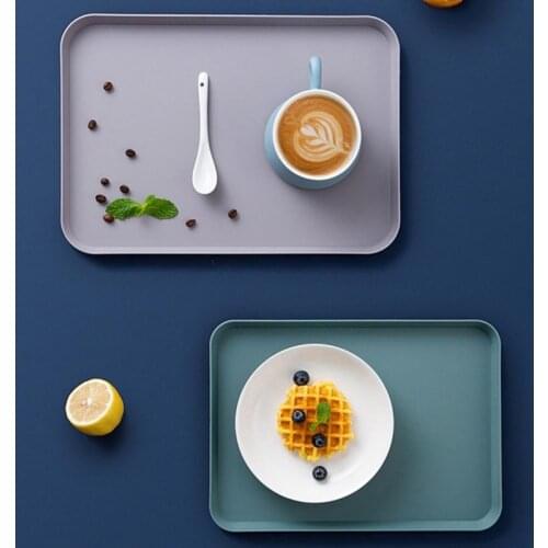 Desktop Storage Tray Nordic Plastic Rectangle Jewelry Trays Living Room Kitchen Table Meal Snack Drinking Tray Plate Home Decor
