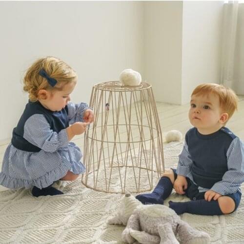 2021 New Newbron Infant Clothes Set Fashion Baby Boys Romper Toddler Girls Dress Brother Sister Matching Clothing Kids One Piece